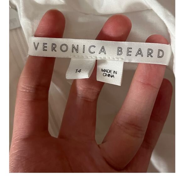 Veronica Beard dress Tucker ruched halter midi white size 14 - Picture 5 of 9